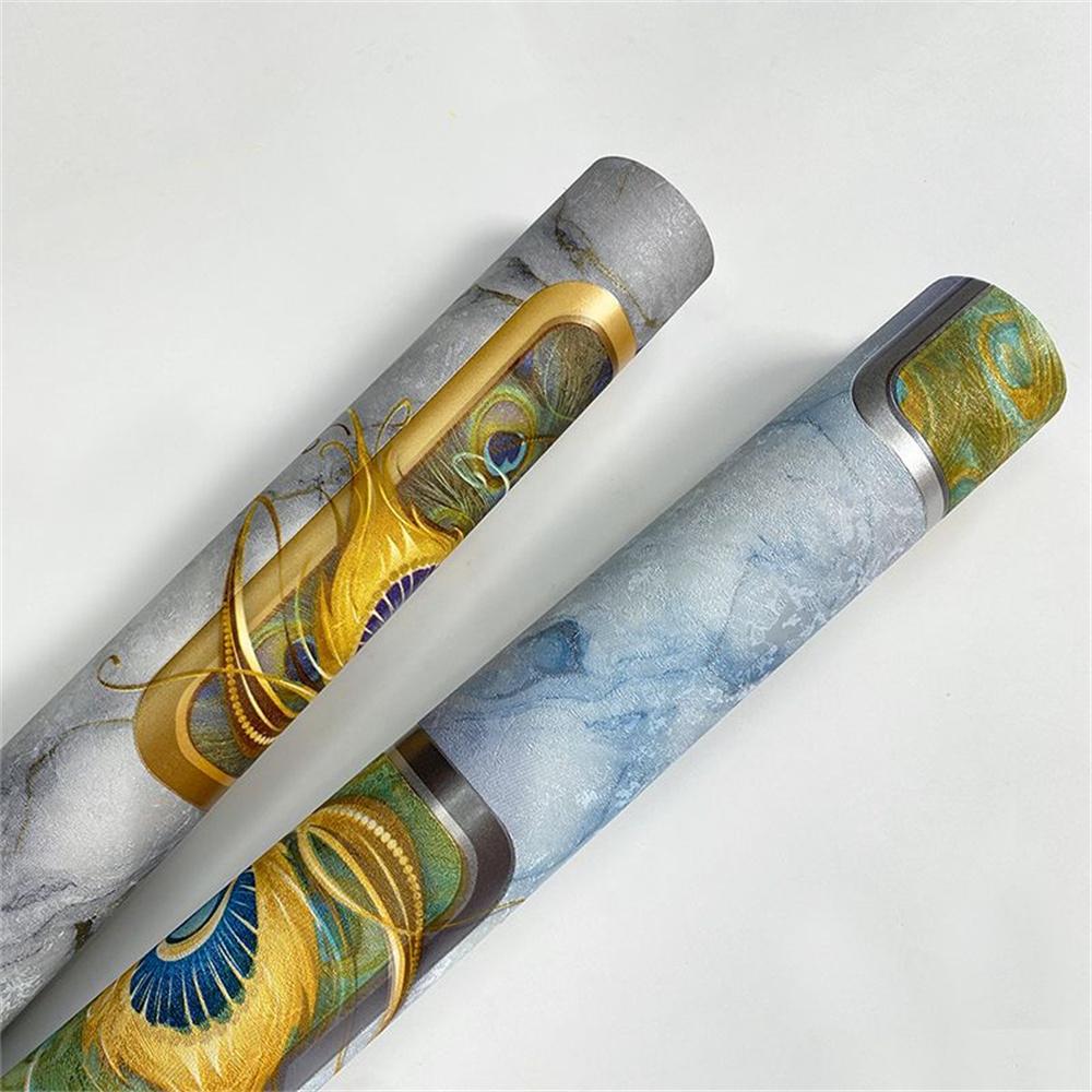 Tapeta s pavími pery 3D reliéfní Obývací pokoj Ložnice TV Pohovka Mramorová struktura Geometrická tapeta KTV Hotelová nástěnná malba Modrá Šedá