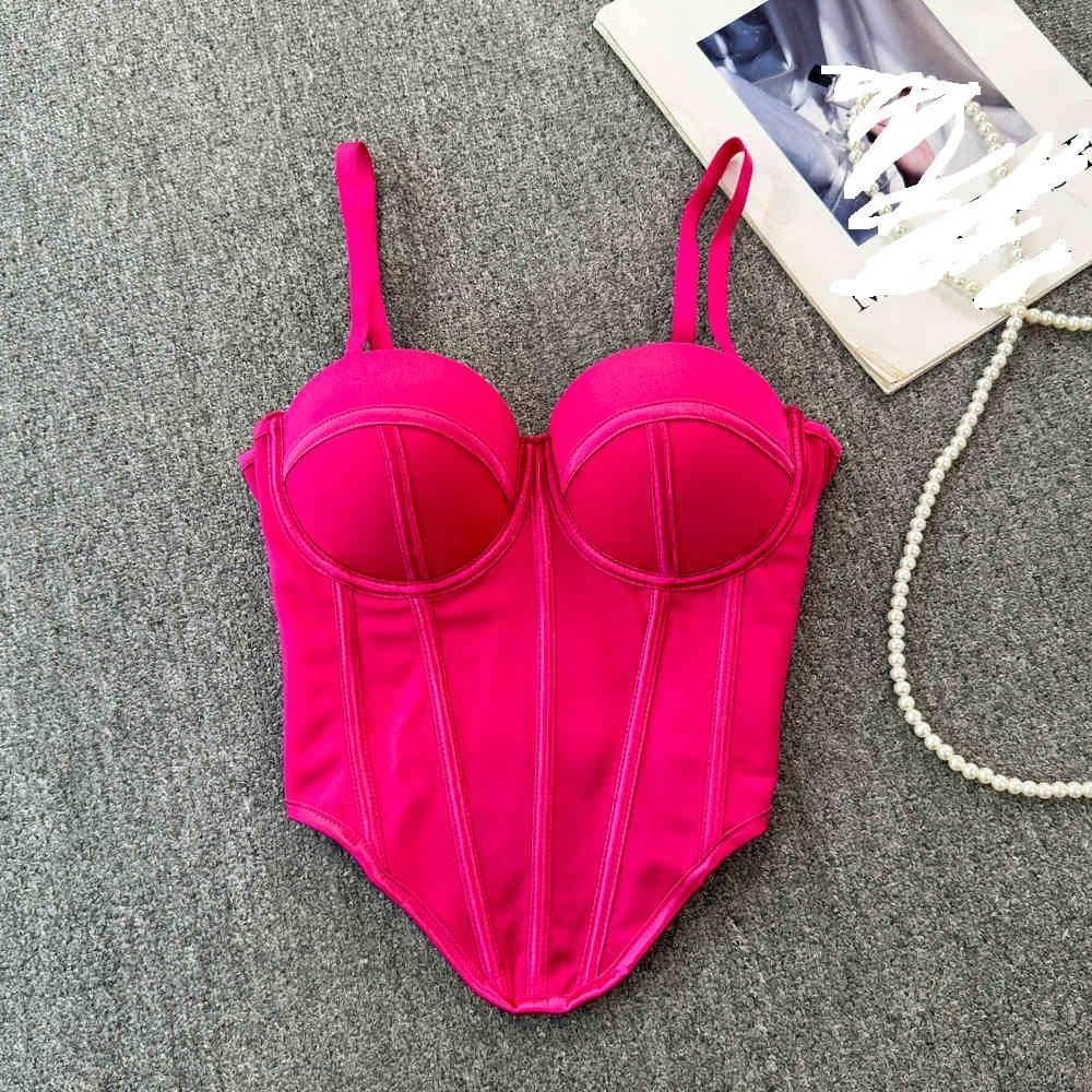 Summer Tight Ladies Trendy Stylish Bustier Basic Vintage Mesh Corset Bra Vest