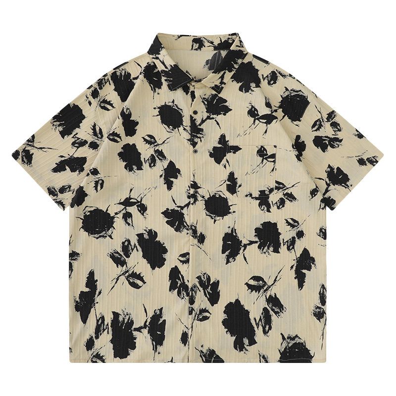 Trendy Hip Hop Chic Florals Casual Short Sleeve Shirt