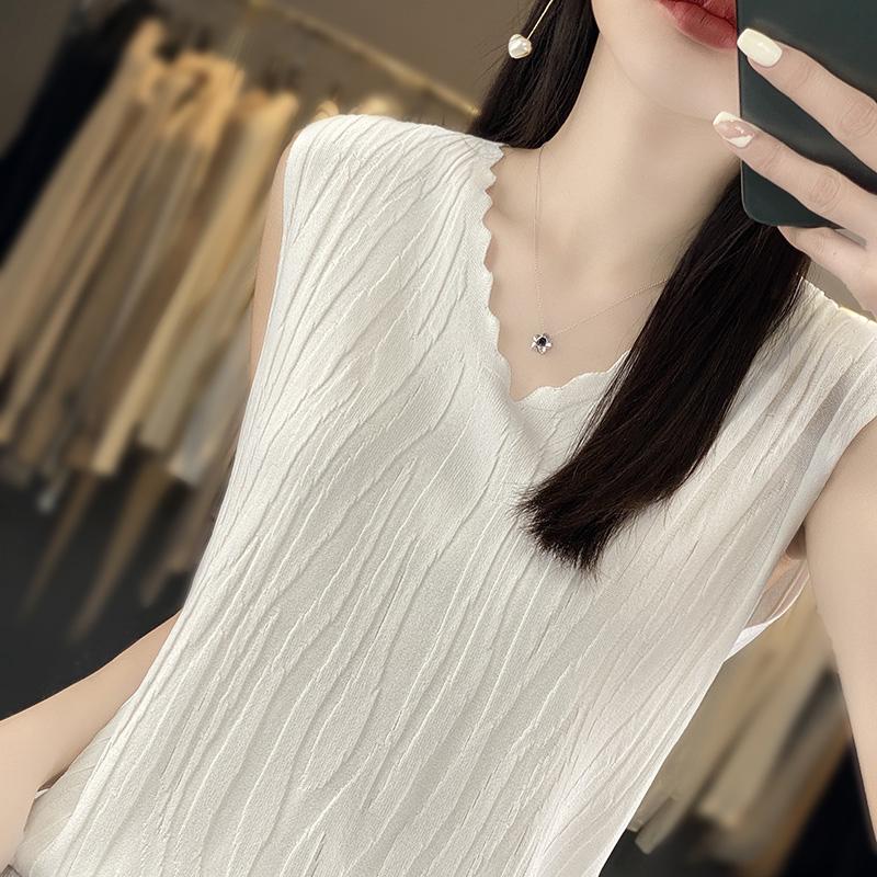 Women Tank Sleeveless MODERN NEW SAGA Summer T-shirt Knit Top Basic Vest Female V-neck