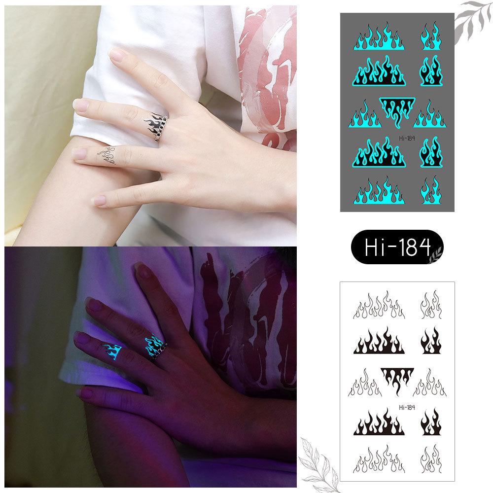 Ricalon Blue Luminous Love Couple Finger Tattoo Stickers