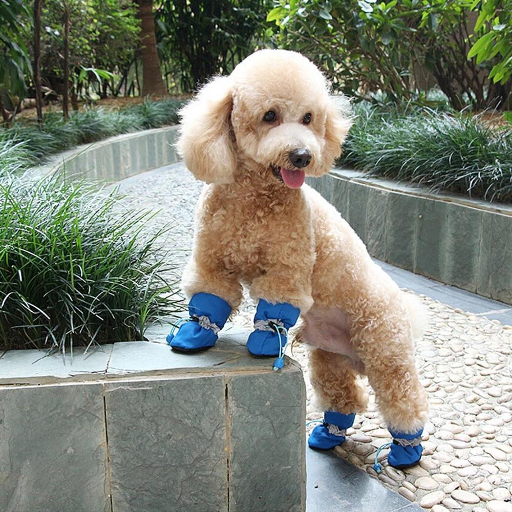 4pcs/set Waterproof Winter Pet Dog Shoes Anti-slip Rain Snow Boots Warm For Smal
