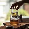 -Resistant Borosilicate Glass Transparent Mugs w/Wood Lid Cover for Water
