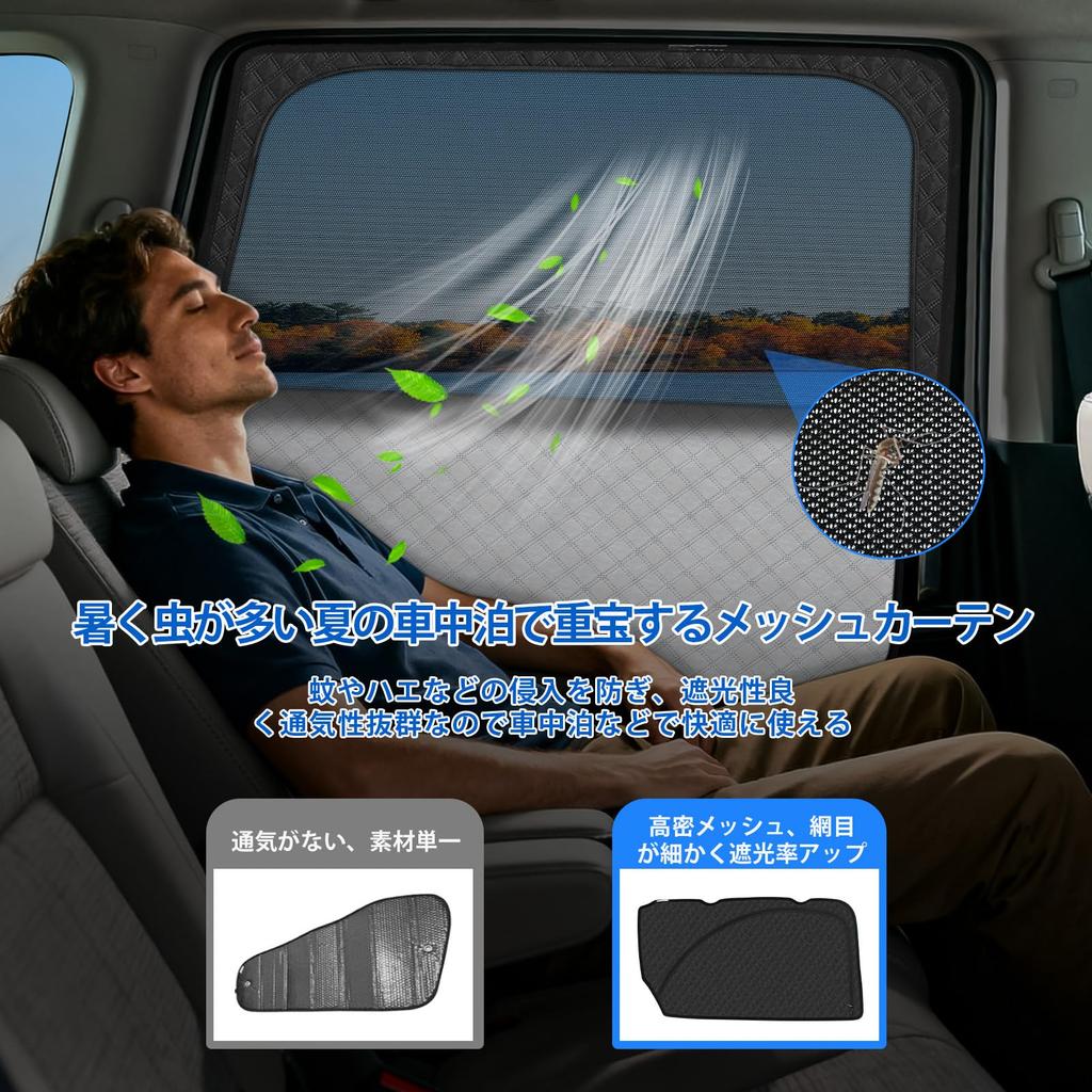 2-in-1 Magnetischer Sonnenschutz für die Rücksitze des neuen Voxy und Noah 80 Serie, Belüftung und Isolierung, Kompatibel mit Voxy und Noah 80. Mit Netz