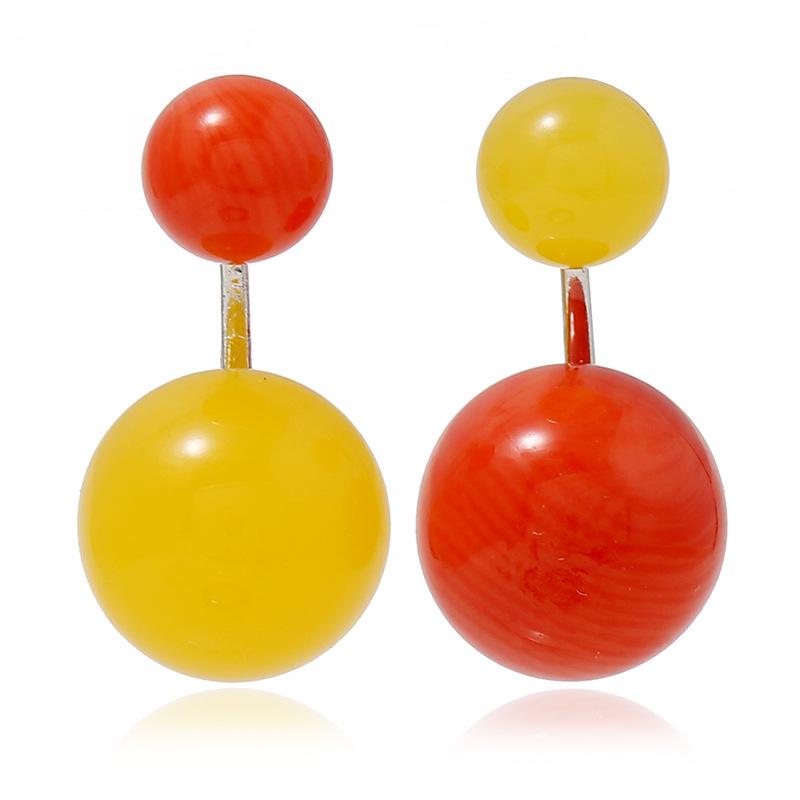 Japanisch-Koreanische Asymmetrische Süßigkeitenfarbene Ohrstecker - Vielseitiges Kugeldesign