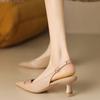 Summer New Solid Color Hollow Pointed Toe Breathable Casual Fashion High Heels New Elegant Comfortable Low Heel Sandals