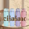 1PC Ciao Simple Text Art Print 750ml Color Plastic Sports Water Bottle Leakproof Flip Straw Lid Suitable for Sports Office Home Use