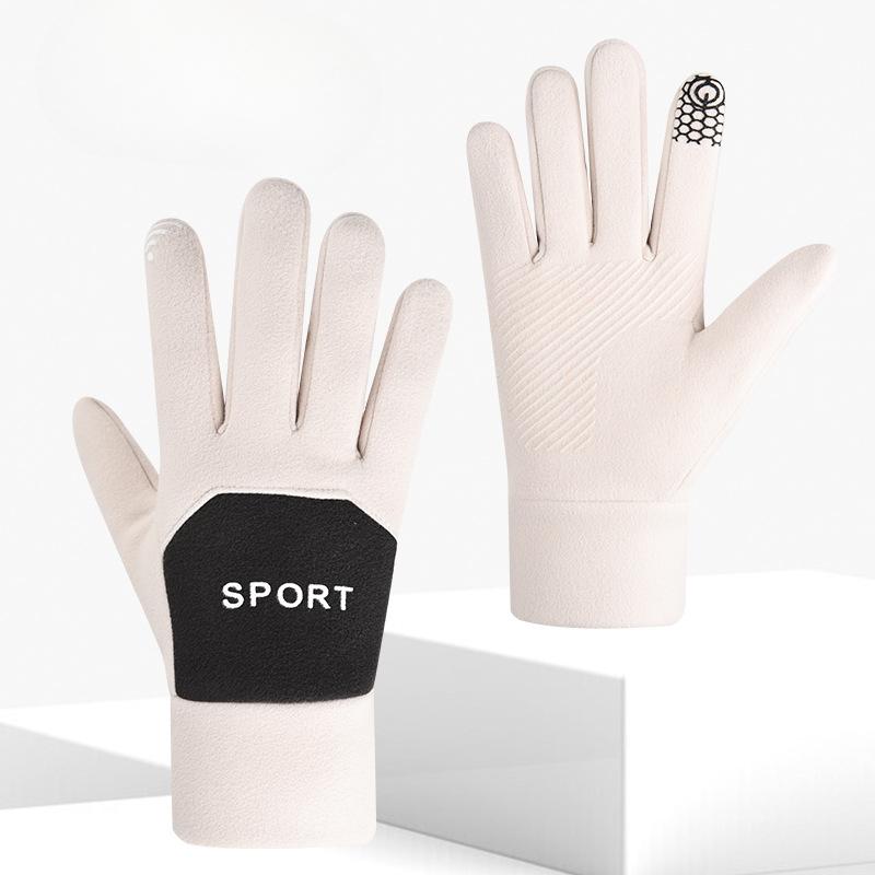 Velvet Gloves for Women In Autumn and Winter Warm and Non Slip Touch Screen Korean Version of Outdoor Cycling Gloves  Driving and Cycling Rider