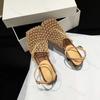 Summer Women's Sandals 2026 New Square Toe Weave Mesh Fashion High Heels Sandals 2026 New Outdoor Beach Pumps Sandalias De Mujer