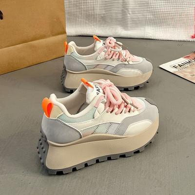 Spring Autumn New 2026 Women's Platforms Sneakers Breathable Mesh Non Slip Casual Shoes Comfortable Cross Tied Vulcanized Shoes