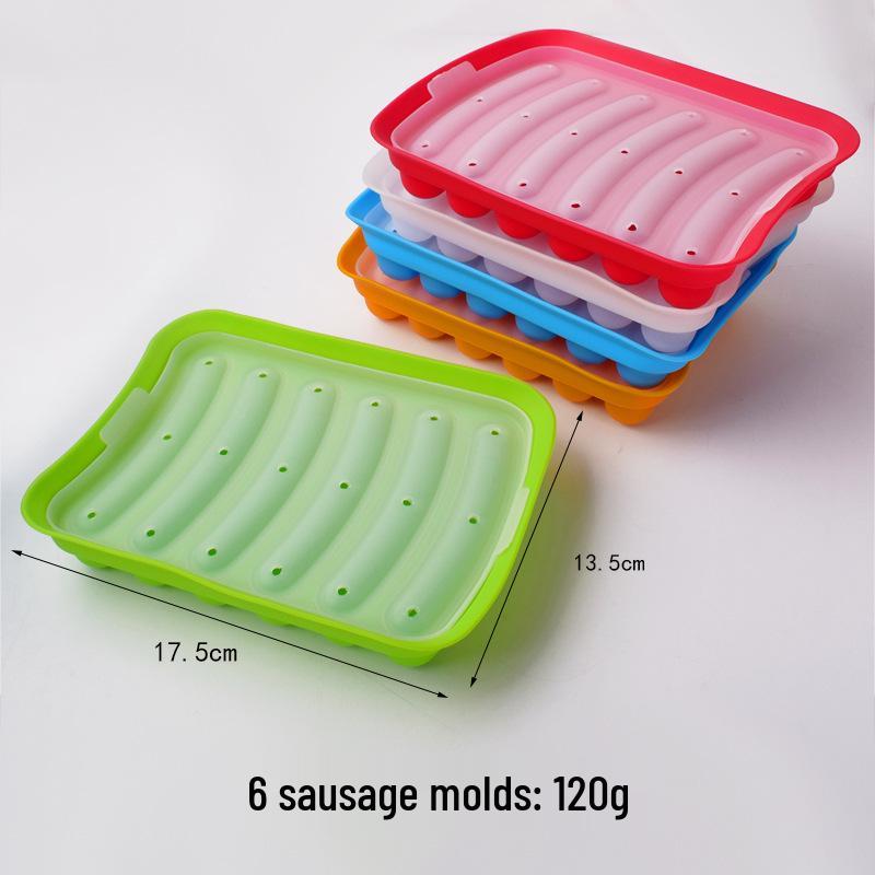

Силиконовая форма для сосисок, 6-в-1, с крышкой - Многофункциональная для домашних сосисок, выпечки и хранения продуктов. Blue