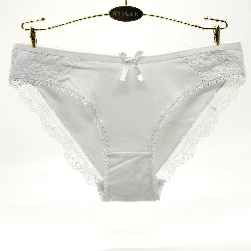 Ropa interior de mujer, bragas de encaje sexis de algodón, bragas de cintura baja para niñas, bragas para mujer, lencería, 6 unids/set