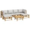 7 Piece Garden Lounge Set with Light Gray Cushions Bamboo