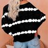 High Quality Women's Simple and Generous Tie-dye Striped Print Top Ladies Loose Long-sleeved Round Neck T-shirt