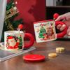 Christmas Gift Mug with Lid Spoon Santa Cup Christmas Eve with Small Gifts for Employees and Customers
