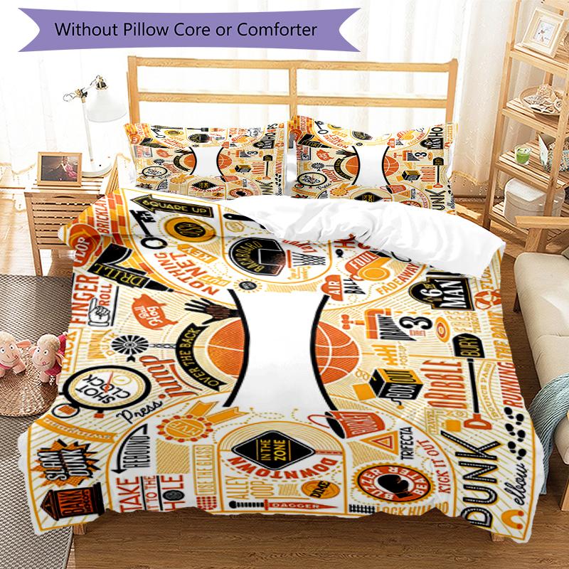 3pcs Basketball Bedding Set Duvet Cover Closure Includes 1 Duvet Cover & 2 Pillowcases, Soft and Comfortable for All Seasons.