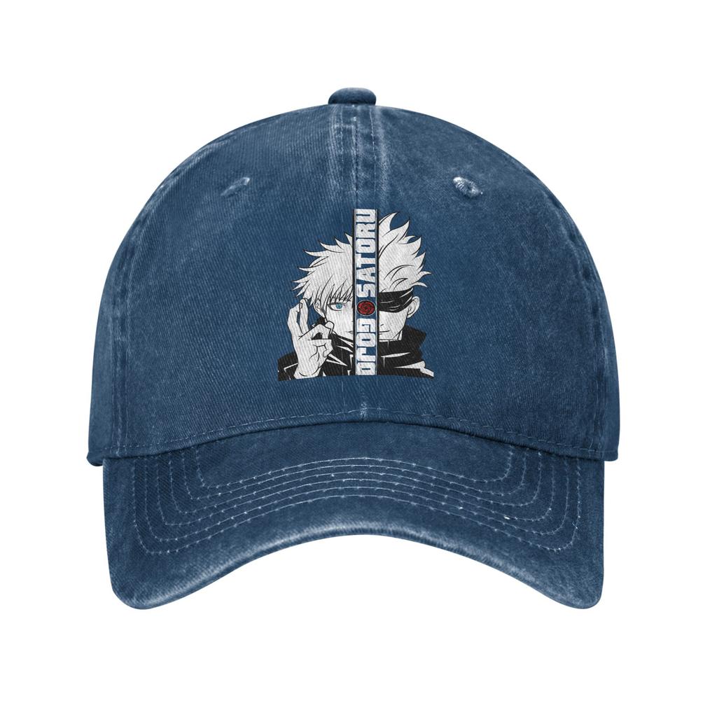 Vintage Jujutsu Kaisen Gojo Satoru Basebollkepsar Unisex Sliten Tvättad Huvudbonad Utomhus träning Ostrukturerad Mjuk Keps Hatt
