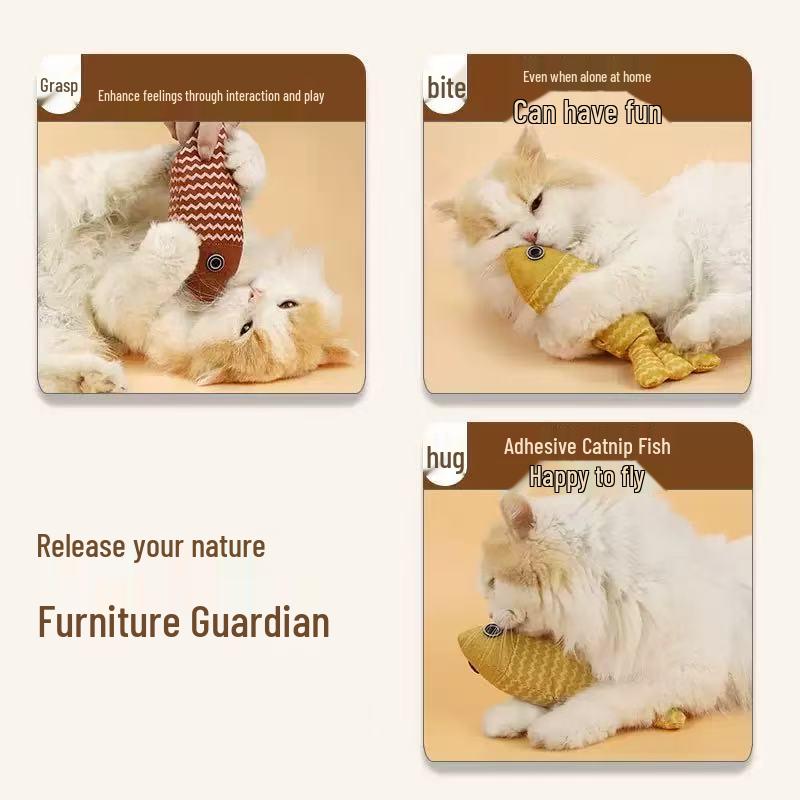 Linen Fish Cat Teaser with Catnip Plush Toy