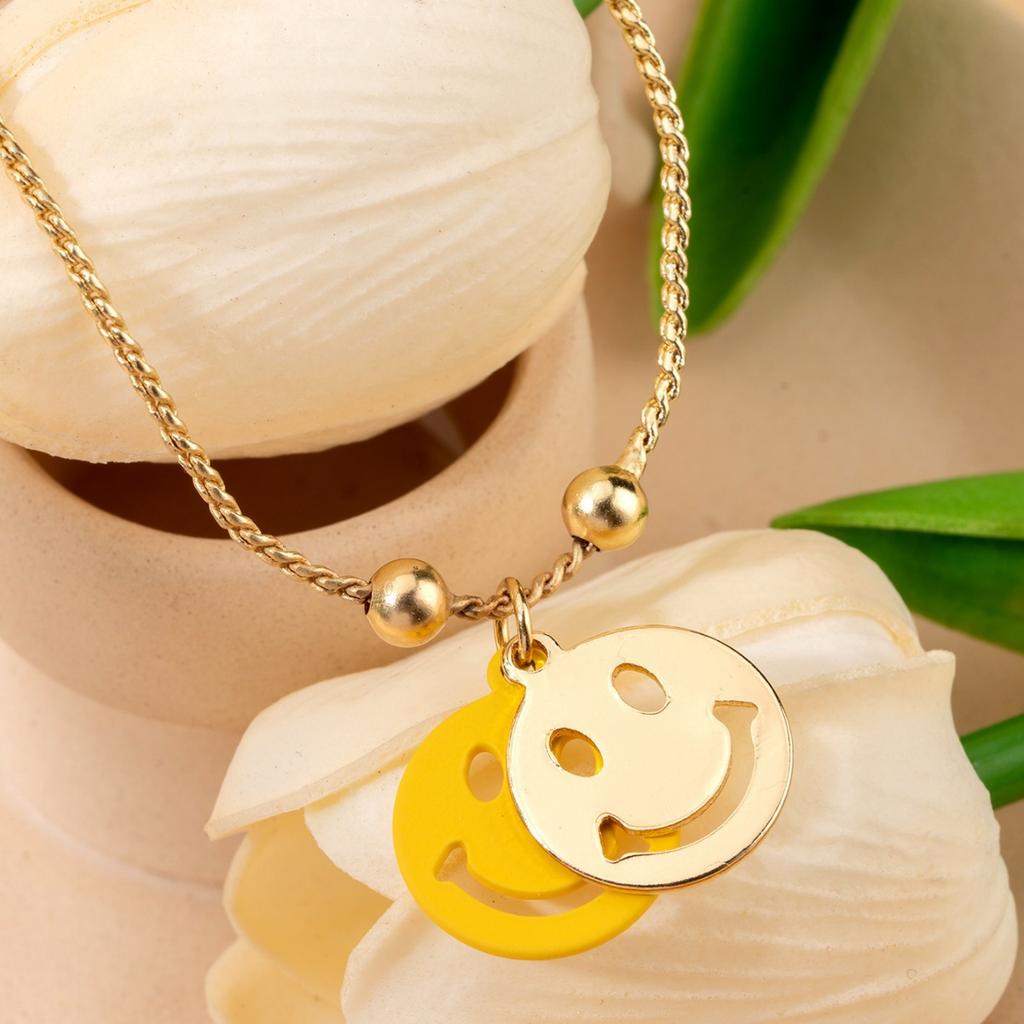 New summer cute cartoon double-layer smiley face temperament Jane girlfriend adjustable less bracelet
