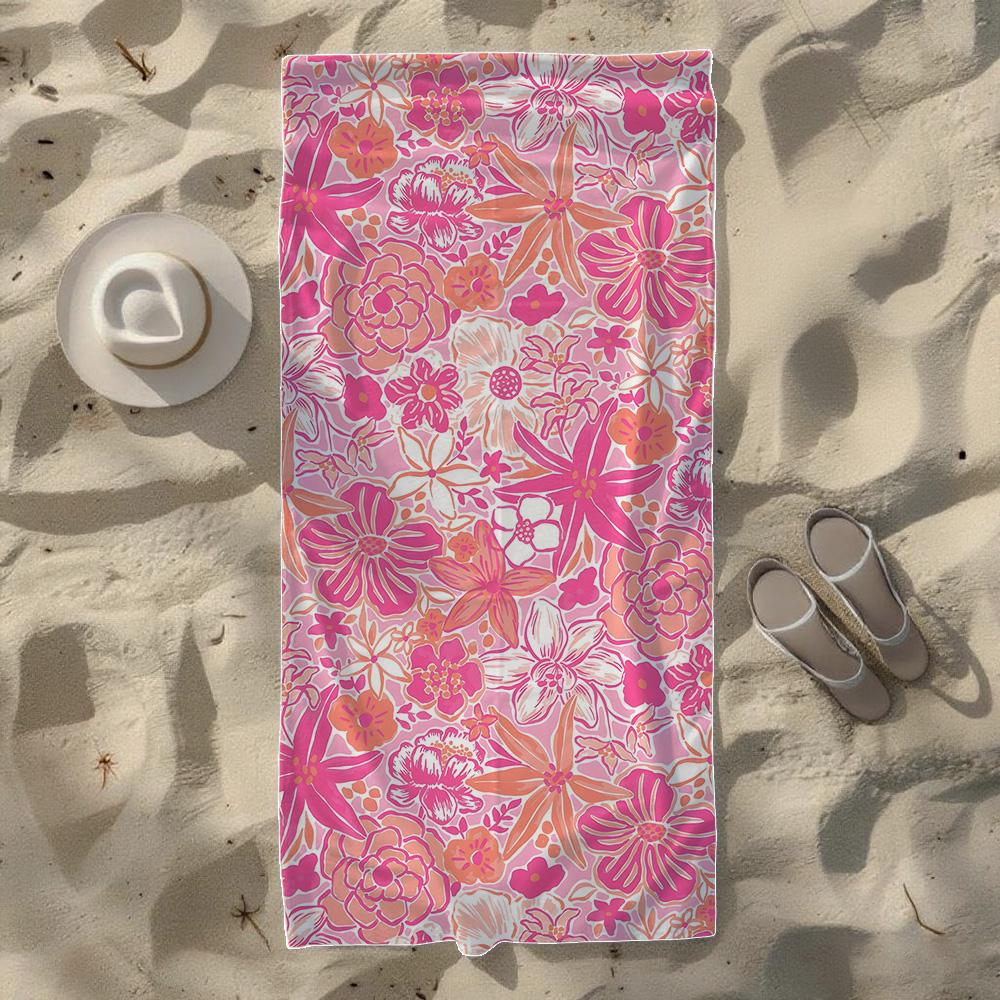 Pink Coral Seashell Beach Towel, Soft Quick-Drying, Perfect For Portable Outdoor Travel, Swimming, Camping And Summer Beach
