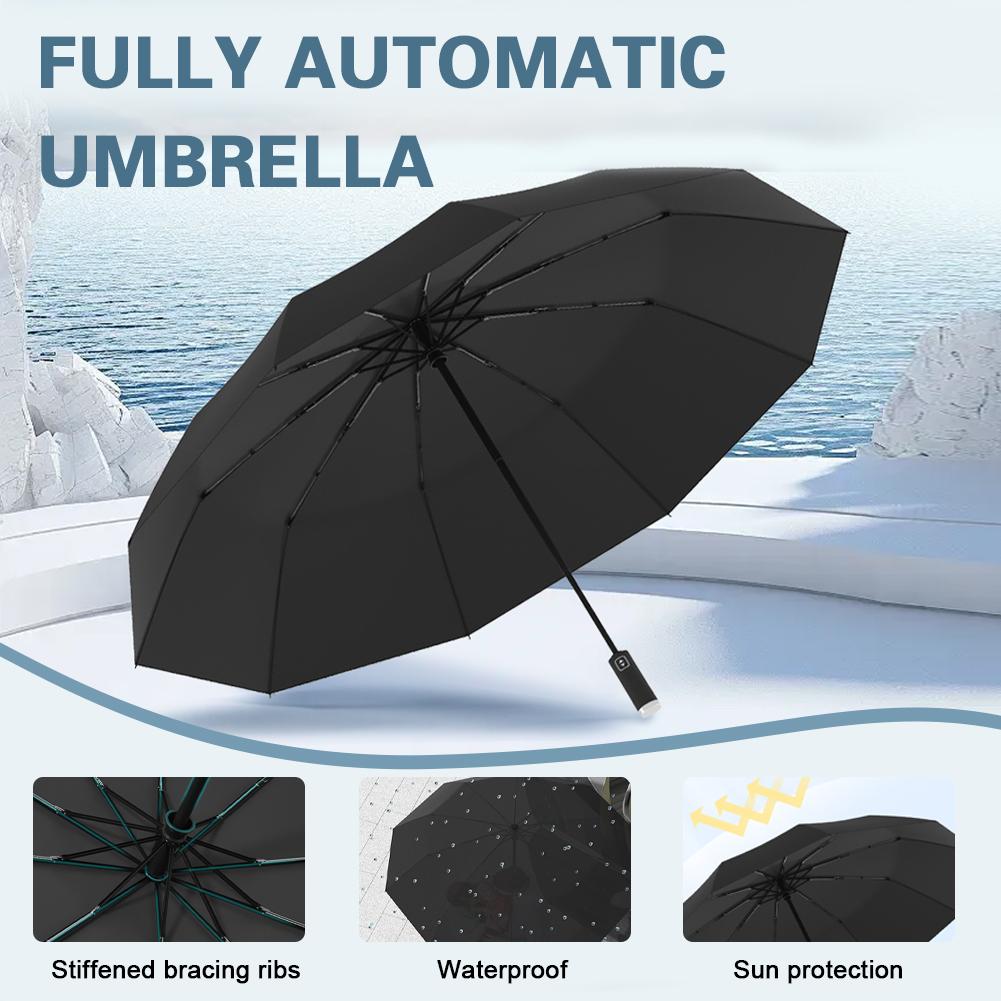 Fully Automatic Reverse Folding Umbrella 16 Bones Compact Foldable Umbrella UV Protection Umbrella for Men Women Teenage