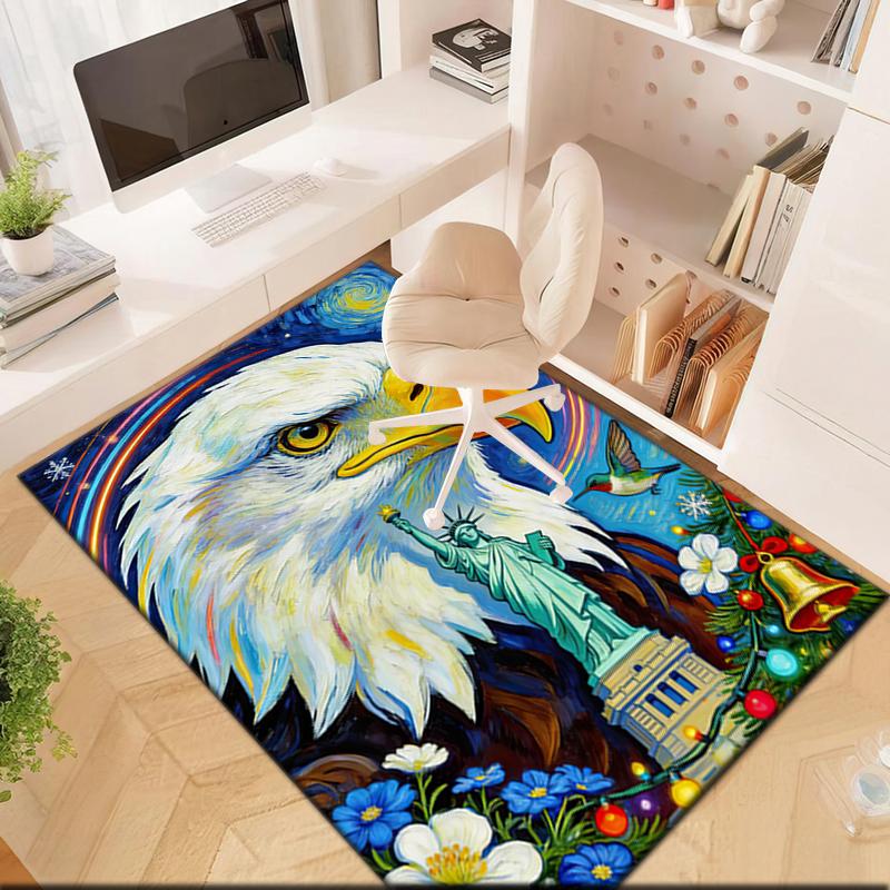 1pc American Flag Patriotic Pet Carpet Rug for Living Room Bedroom Home Sofa Decoration,Kids Play Non-slip Floor Mat