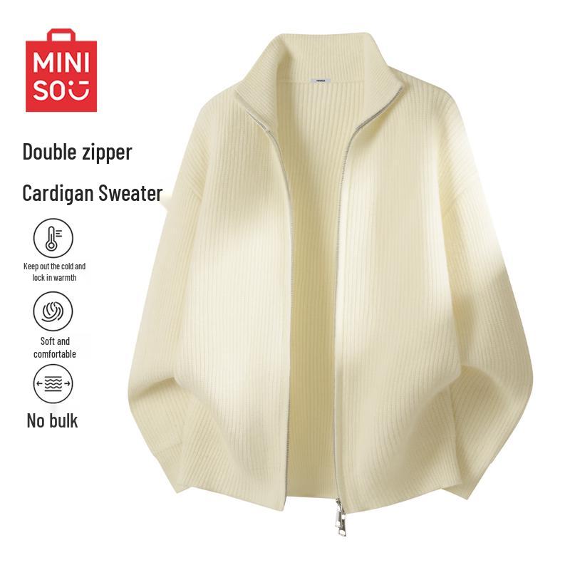 

MINISO Men s Double-Zip Knit Cardigan Sweater 2XL