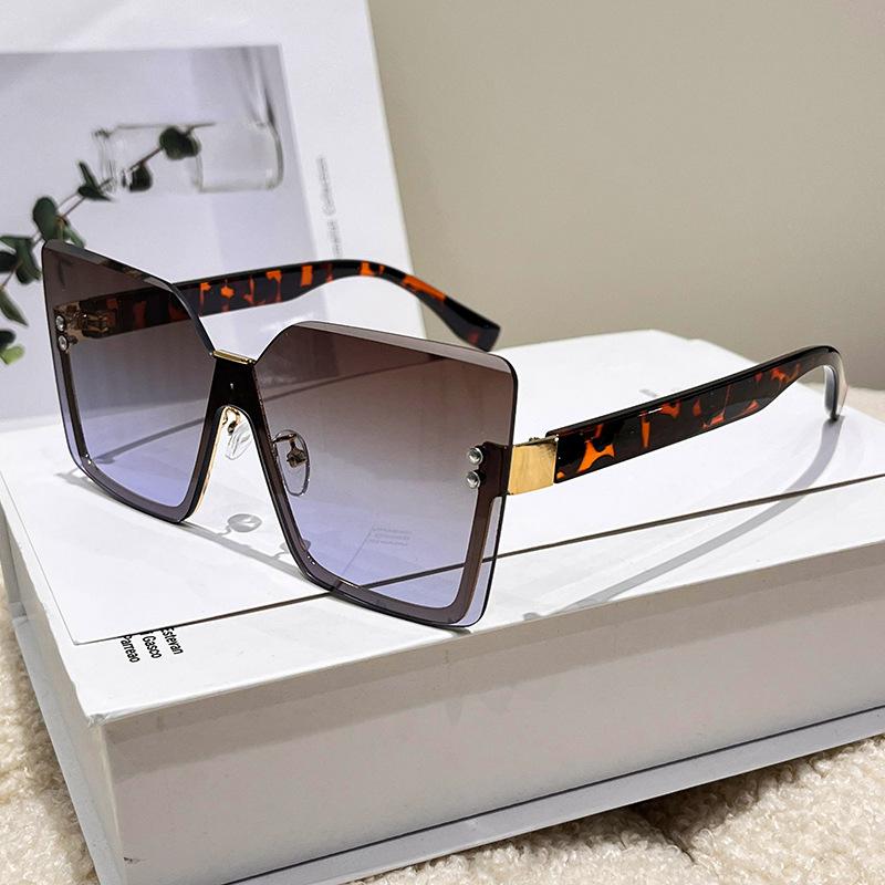 

New Trendy Half Frame Square Metal Sunglasses Fashion Women S Uv Resistant Driving Eyeglasses Men Eyewear Uv400 1PC