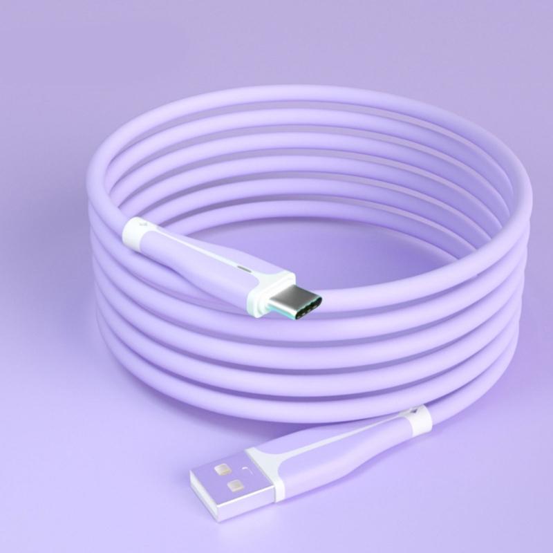 Liquid Silicone Data Cable with Lamps 3A Super Fast Charging Cable Cord Support Data Transmission for Tablets PC
