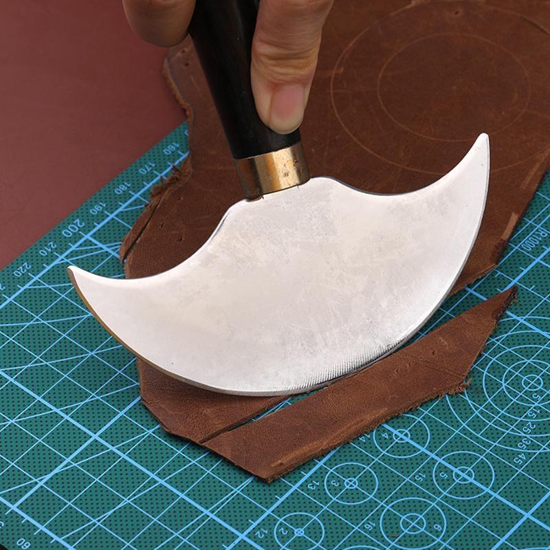 MIUSIE Professional Cutting Knife Half Round Blade Craft Knife DIY Handcraft Wood Handle Cutting Skiving Cutter Tool