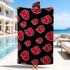 Anime Red Clouds On Black Background Beach Towel, Microfiber Beach Towel, Perfect For Pool, Beach, Travel, Home Decor Beach Party Fan Gifts