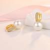 Fashion Pearl Earrings for Women 925 Silver Jewelry with Zircon Gemstone Gold Color Drop Earrings Wedding Party Gift Accessories