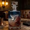 Proud Anniversary Decanter with Round Glass Engraved Historical Pattern Commemorative Wine Bottle Collectible Gift for History Buffs