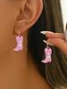 1 Pair Western Cowgirl Style Versatile Pink Acrylic Wavy Cowboy Boot Drop Earrings, Suitable For Women Party And Everyday Wear