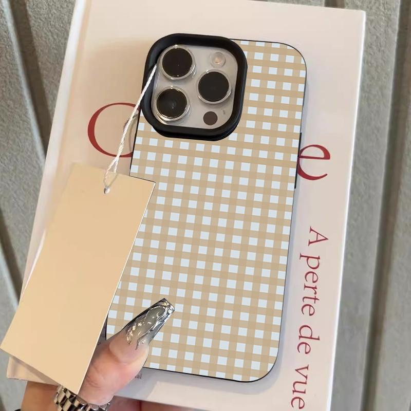 Simple Striped Grid Lychee Texture Phone Case For iPhone 11 12 13 14 15 16 17 Pro Max 14 15 Plus 17 Air Silicone Soft Cover