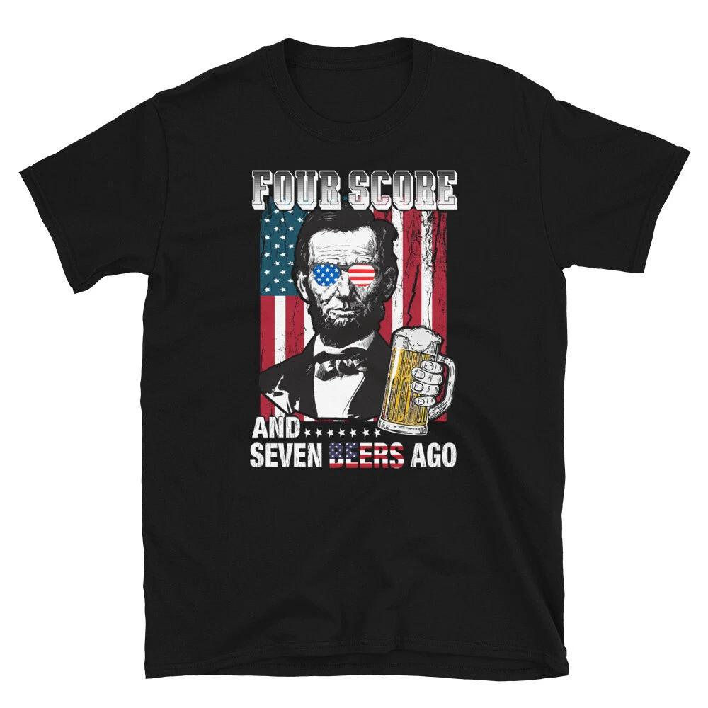 Seven Beers July 4th of July USA US Flag T-Shirt S