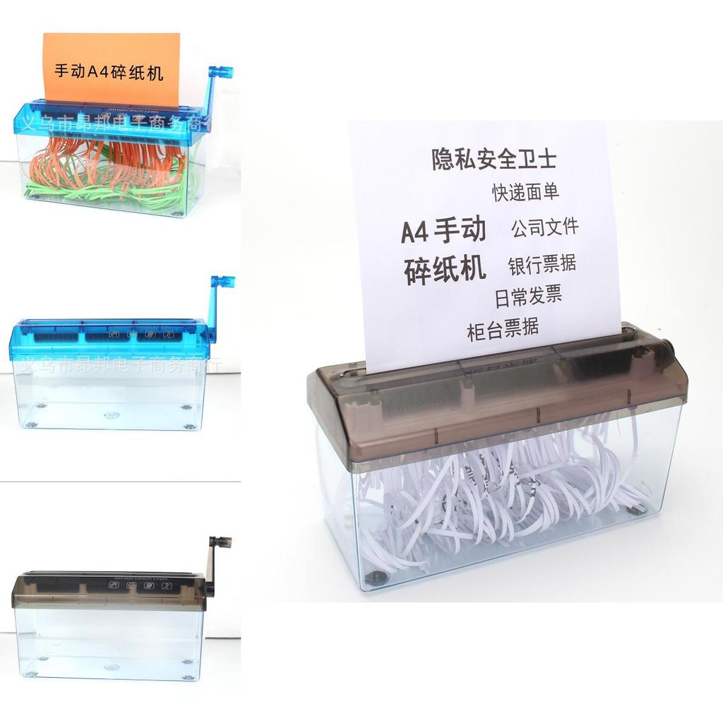 Déchiqueteuse de bureau compacte à coupe droite, manuelle, petite, pour format A4, à manivelle