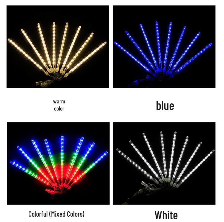 Colorful LED Solar Meteor Shower String Lights for Outdoor Hanging Decoration