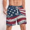 Men Swim Trunks Drawstring Waist 3D Star Print Quick Dry Board Shorts with Mesh and Side Pockets
