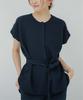 Yours French Sleeve Shoulder Tuck Collarless Blouse BDXN1916 Medium Dark Navy Women's