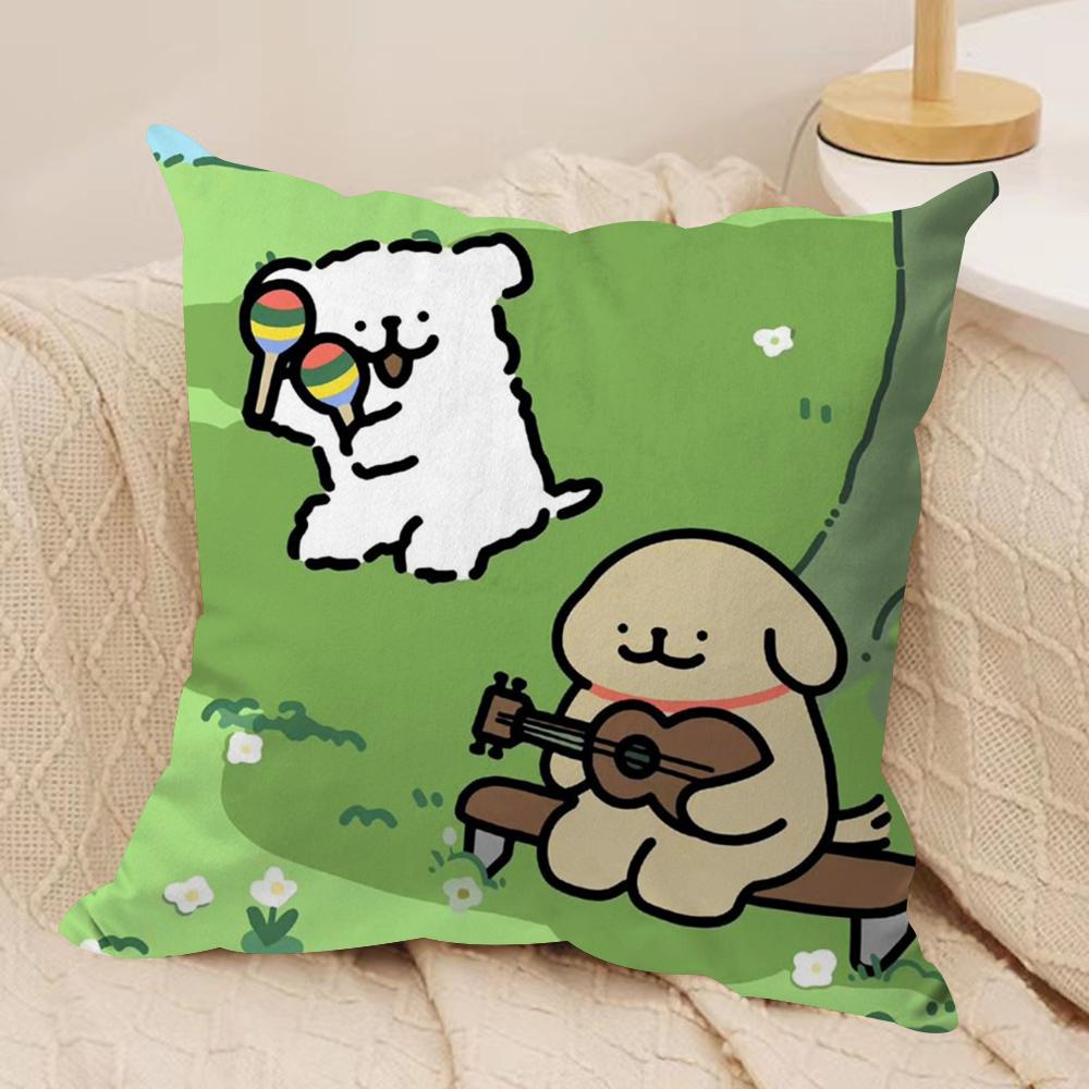 Korean Line P-Puppy Cushion Cover Soft Plush Fabric Double-Sided Printed Sofa Cushion Cover for All Seasons Home Decor Gift