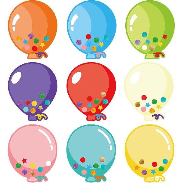 Zonon 45 Pieces Colorful Balloons Cut-Outs Accent Paper Cutout Bulletin Board Classroom Decoration Balloon Name Tag Label for Teacher Back To School