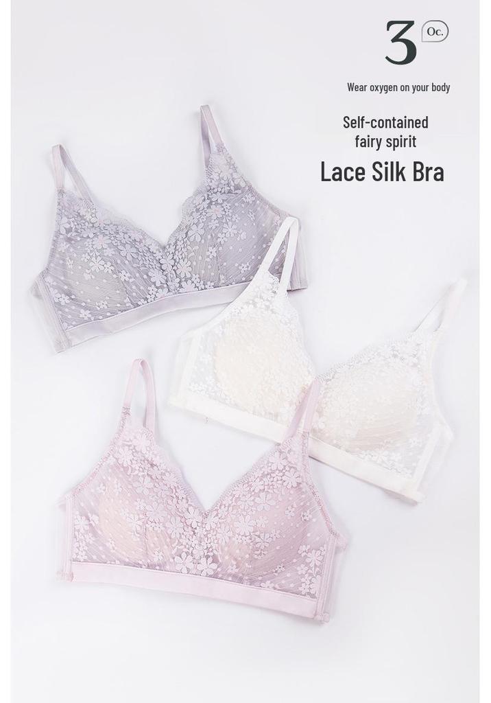 Ultra-Thin French Mesh Lace Bra: Breathable, Slimming Mulberry Silk Support for Large Breasts