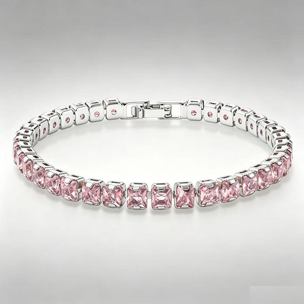 JD Full Diamond Zircon Tennis Bracelet: Women's Light Luxury Electroplated High-End Beaded Bangle