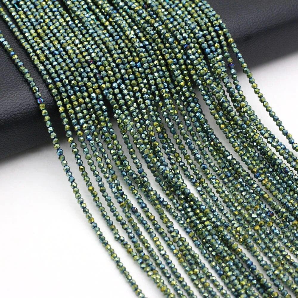 2 mm/3 mm, 2 Stück/Set, Naturstein-Spinell, bunte kleine Perlen, facettierte Glasperlen zur Schmuckherstellung, DIY-Halsketten- und Armbandzubehör