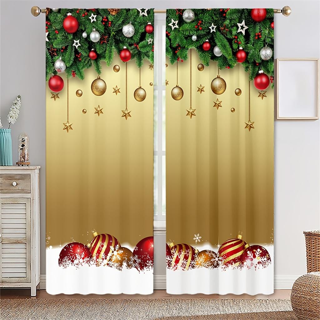 Cartoon Santa Claus Christmas Happy New Year Window Curtains For Kids Bedroom Living Room Bathroom Kicthen Door Home Decor 2Pcs