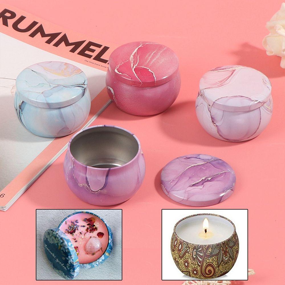 Marble Texture Festive Party Household Storage Box Tin Plate Canister Aromatherapy Jar Tea Cans
