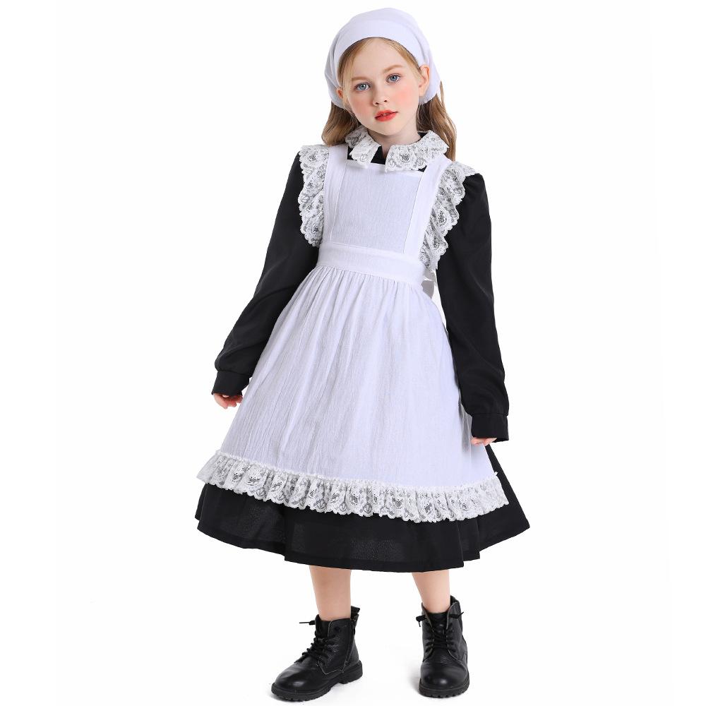 Costum Fată Pelerin Costume Fată de la Satul Fermei Rochie Prerie Pionier Adolescenți