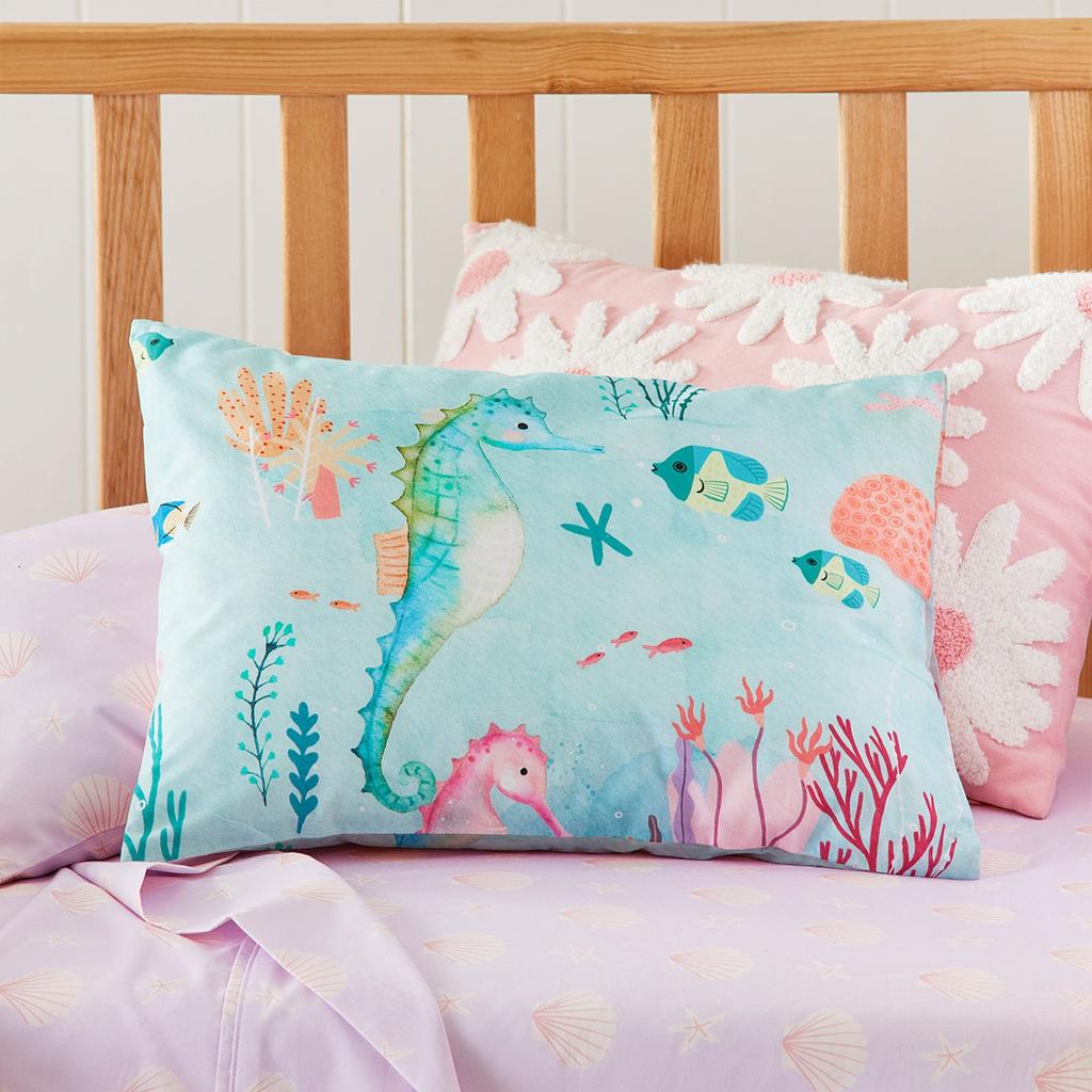 Eahphy 100% Algodón Natural Ama Nuestro Mar Juego de Funda Nórdica Reversible, Ropa de Cama Caballo de Mar Juego Individual y Queen, Juego de Funda de Colcha para Niñas