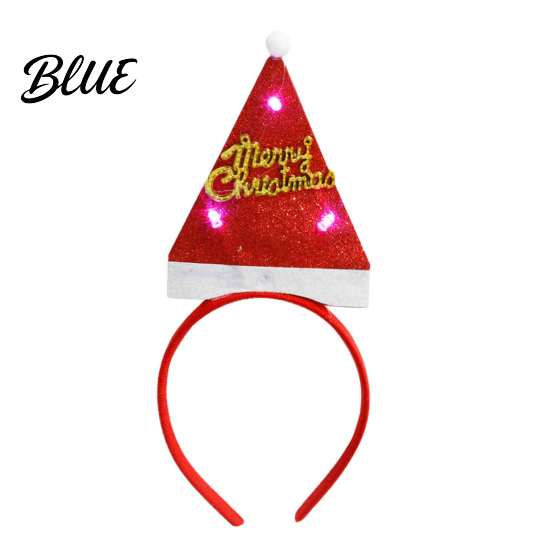 Glowing Holiday Accessories for Parties Light Up Christmas Headbands, Shiny Glitter Santa Hat Tree Reindeer Antler Hairbands, Decorative Hair